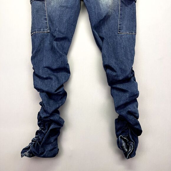 Refuge‎ Elastic Leg Denim Jeans Women's Size M Blue Mid Rise Cargo Pocket - Picture 10 of 11